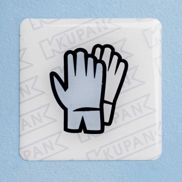 Doming sticker disposable handschoen