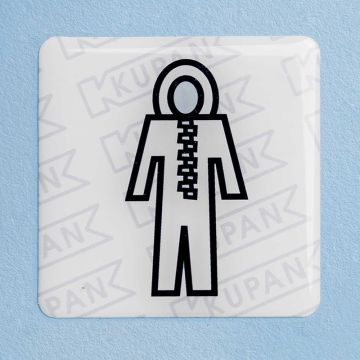 Doming sticker disposable overall met capuchon