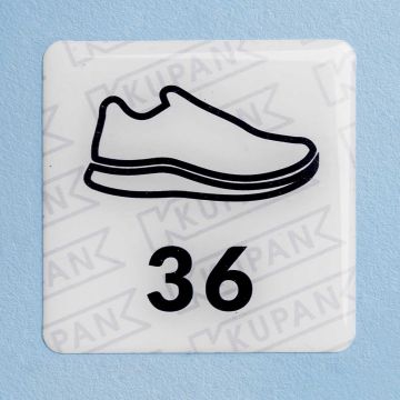 Doming sticker voor schoenmaten